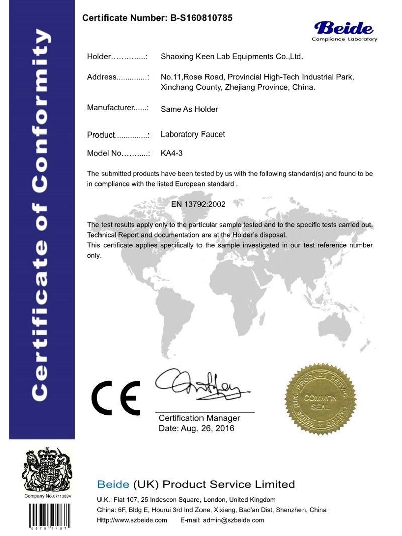 Single port laboratory faucet KA4-3 series CE certificate